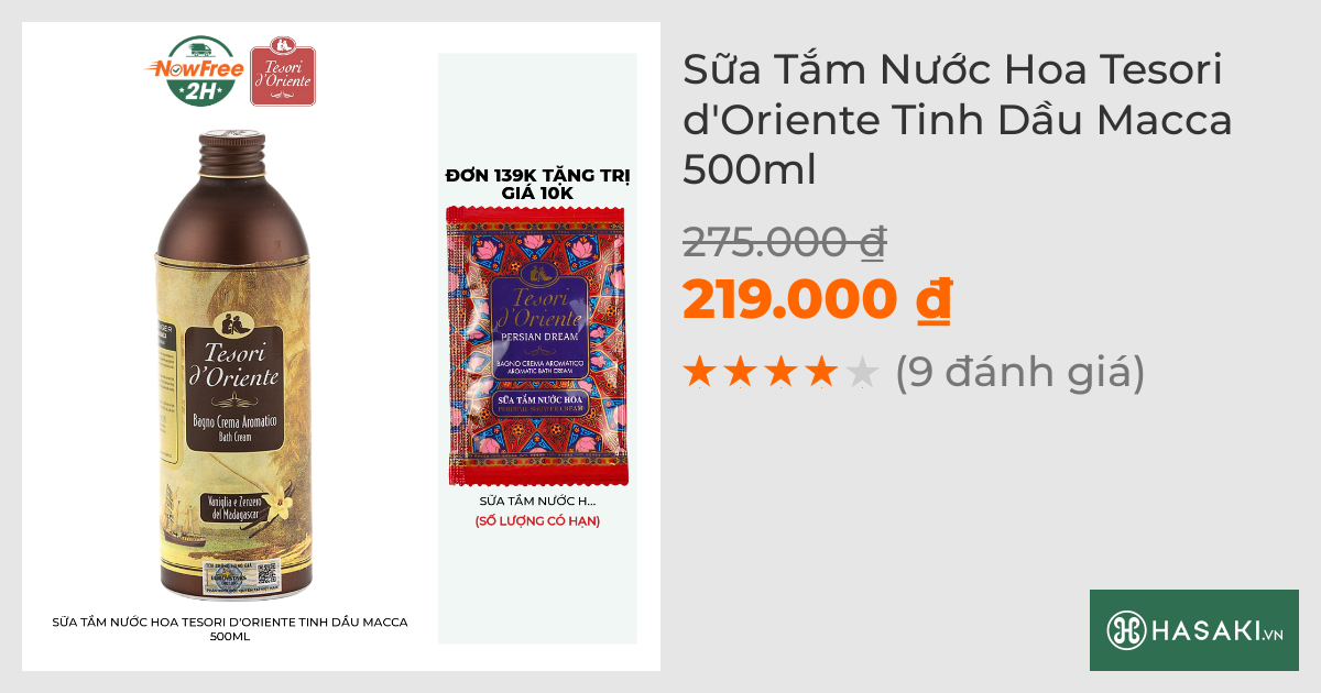 Sữa Tắm Nước Hoa Tesori d'Oriente Tinh Dầu Macca 500ml