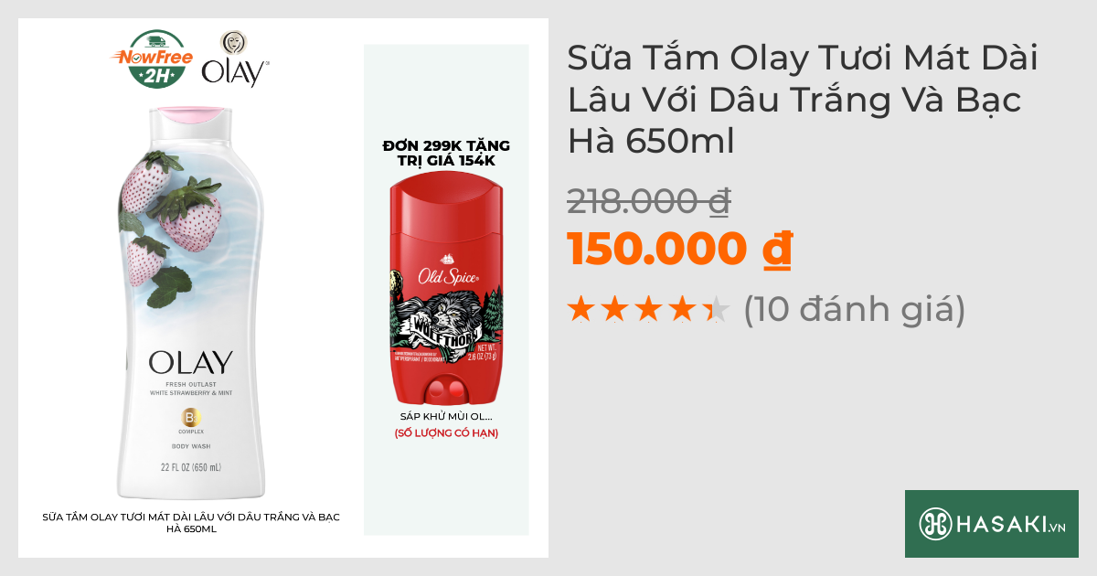 Sữa Tắm Olay Tươi Mát Dài Lâu Với Dâu Trắng Và Bạc Hà 650ml