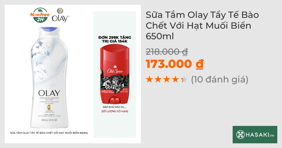 Sữa Tắm Olay Tẩy Tế Bào Chết Với Hạt Muối Biển 650ml