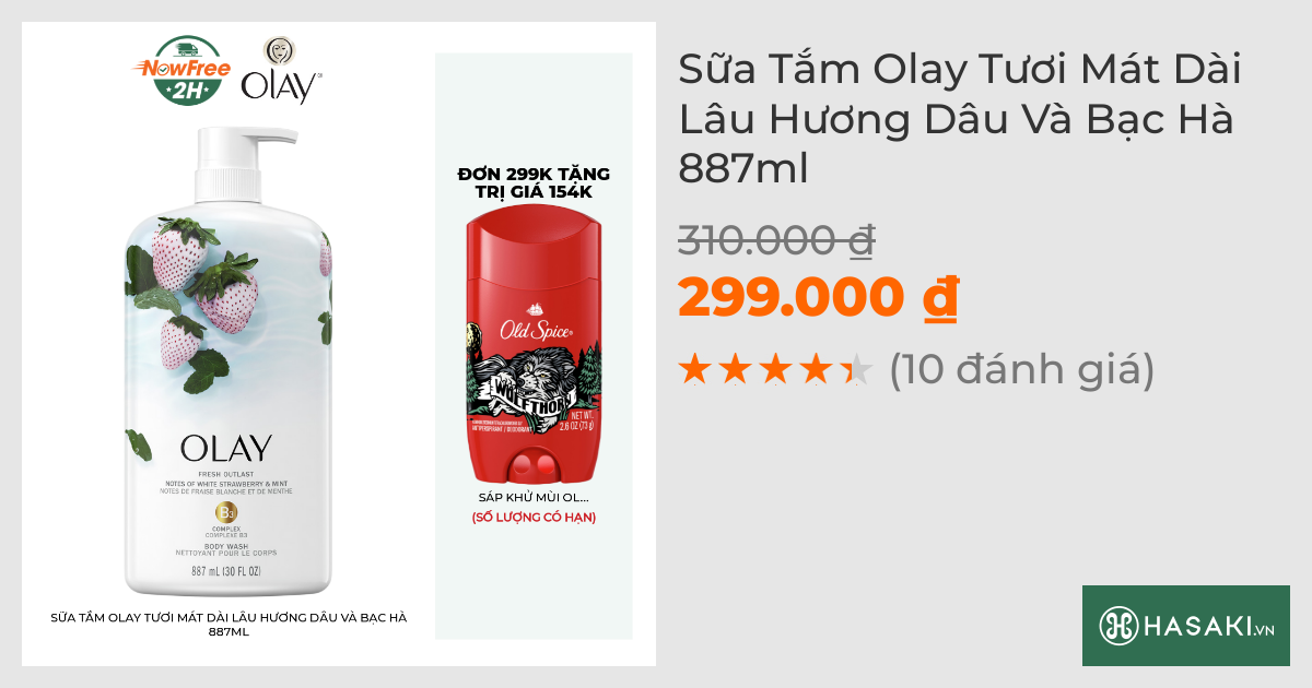 Sữa Tắm Olay Tươi Mát Dài Lâu Hương Dâu Và Bạc Hà 975ml