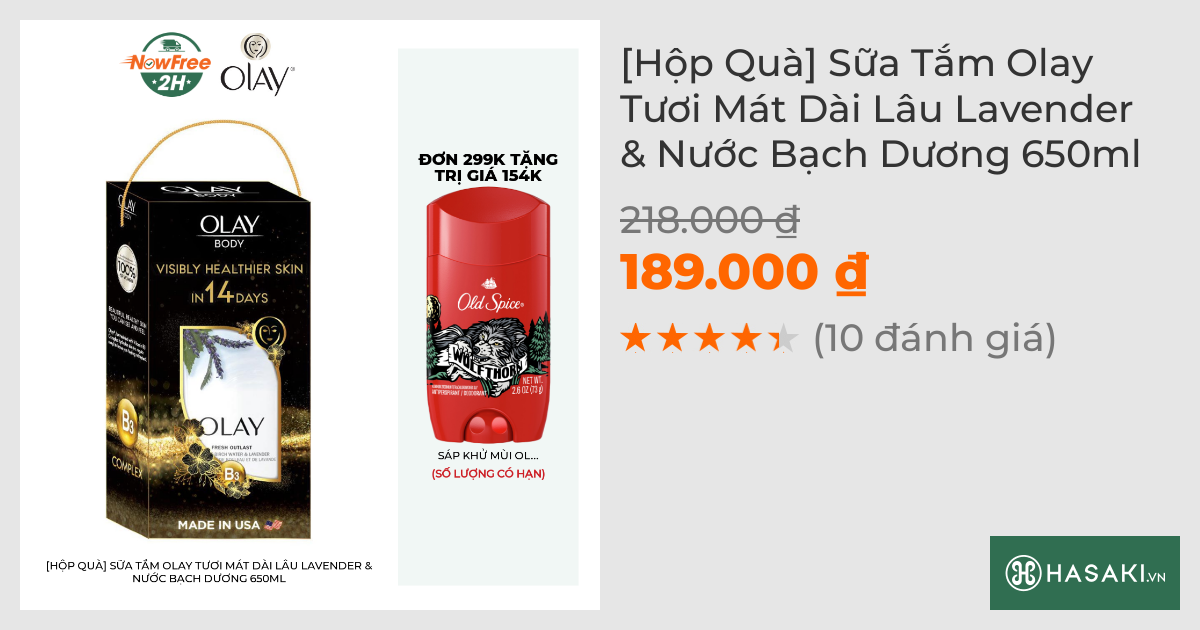 Sữa Tắm Olay Tươi Mát Dài Lâu Lavender & Nước Bạch Dương 650ml