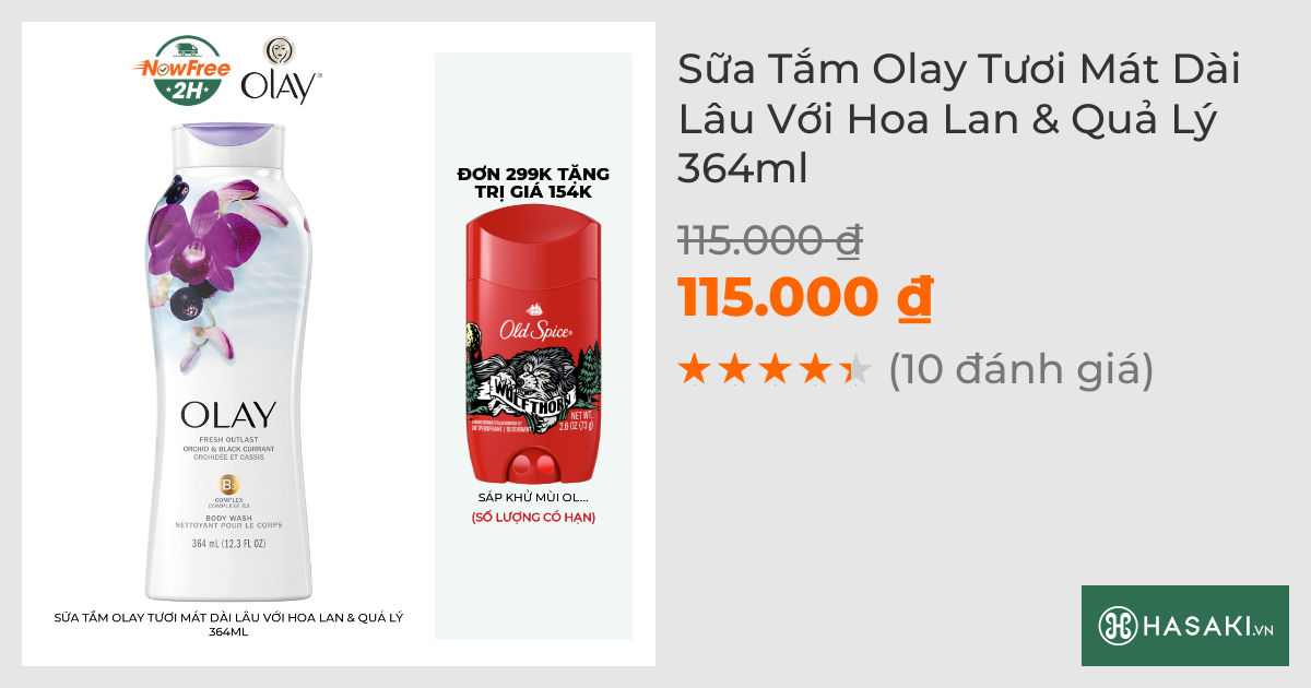 Sữa Tắm Olay Tươi Mát Dài Lâu Với Hoa Lan & Quả Lý 364ml