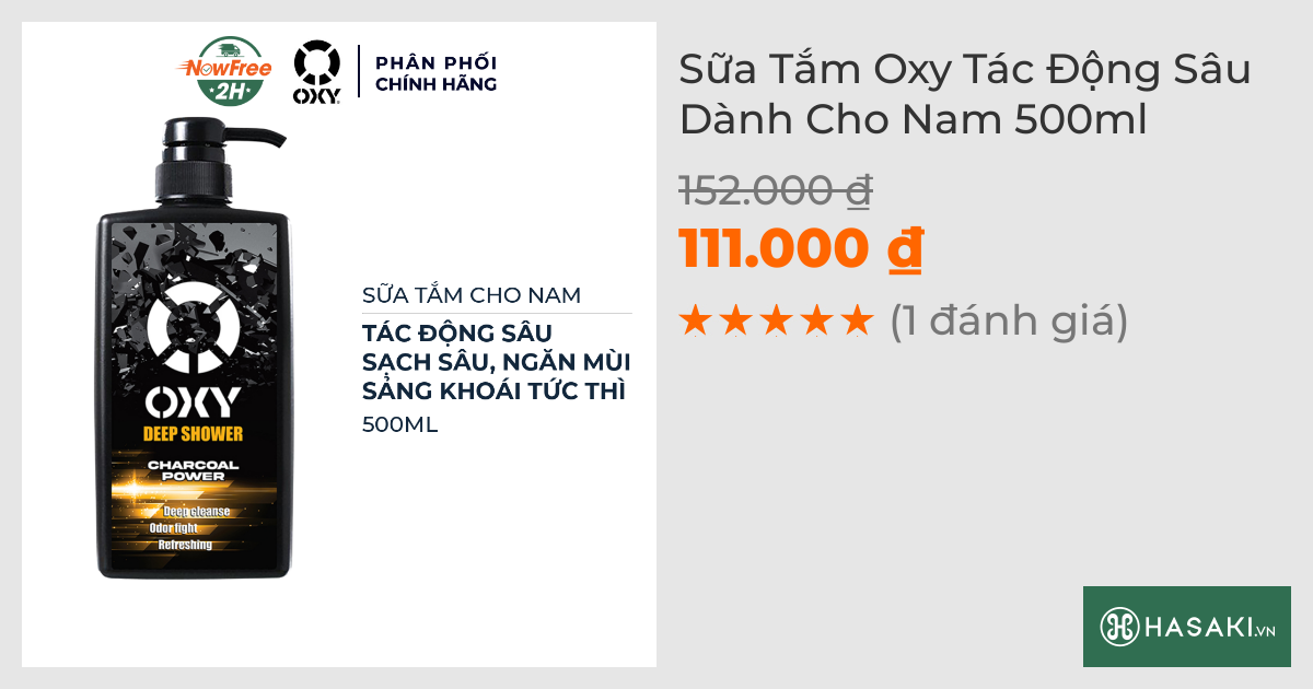 Sữa Tắm Oxy Tác Động Sâu Dành Cho Nam 500ml