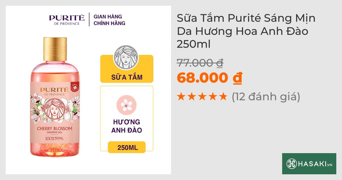 Sữa Tắm Purité Sáng Mịn Da Hương Hoa Anh Đào 250ml