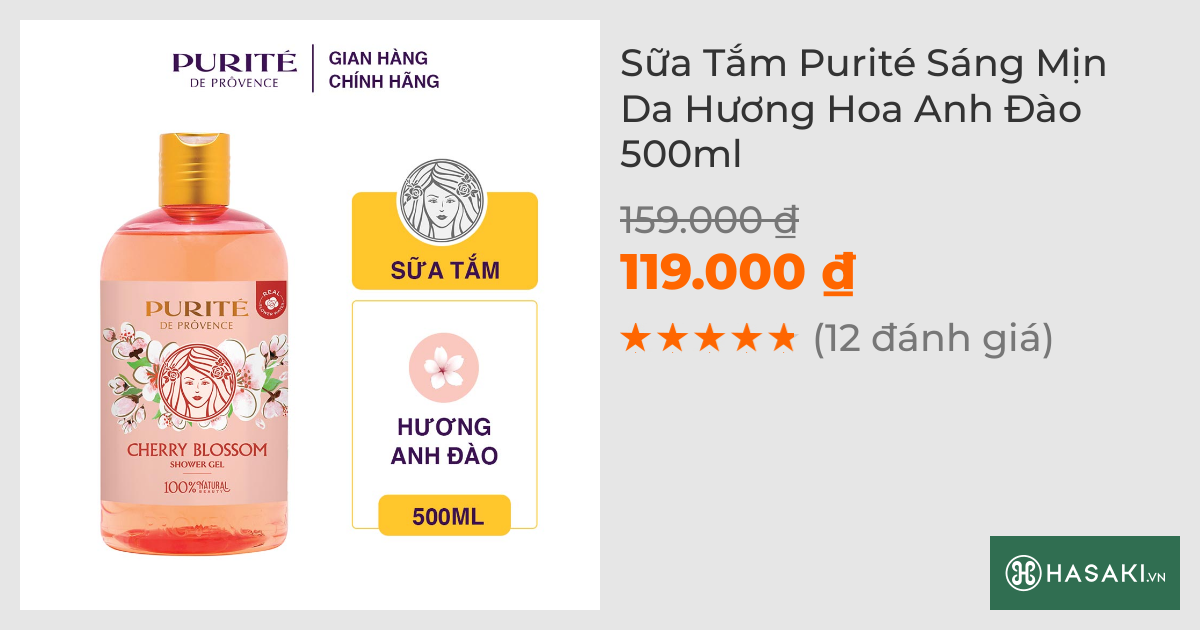 Sữa Tắm Purité Sáng Mịn Da Hương Hoa Anh Đào 500ml