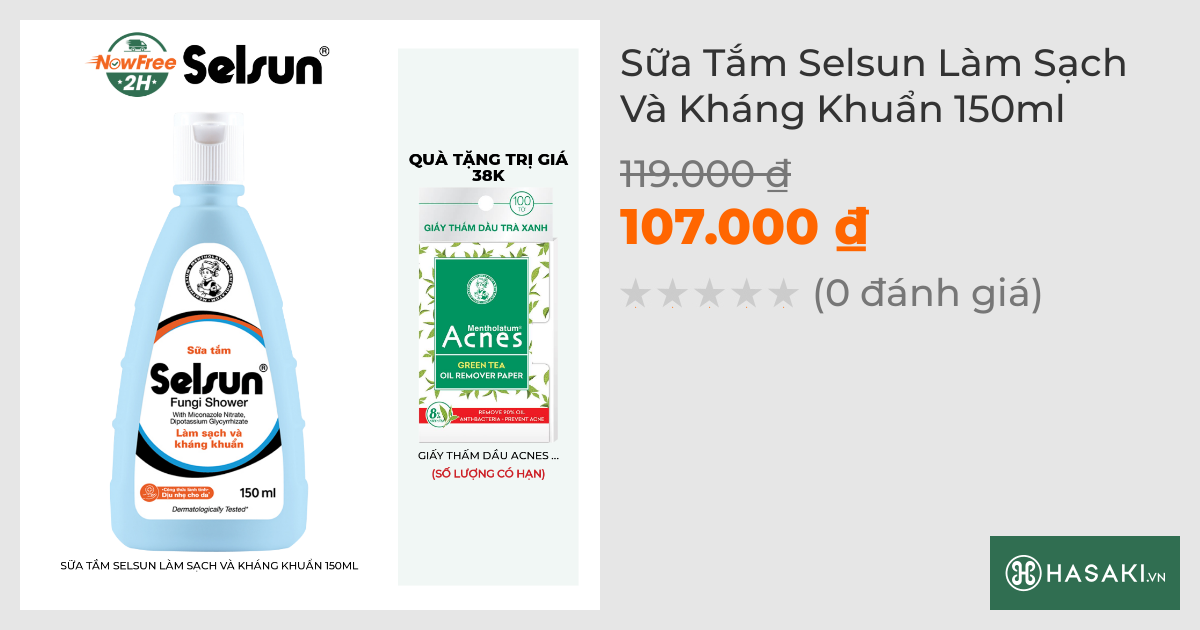 Sữa Tắm Selsun Làm Sạch Và Kháng Khuẩn 150ml