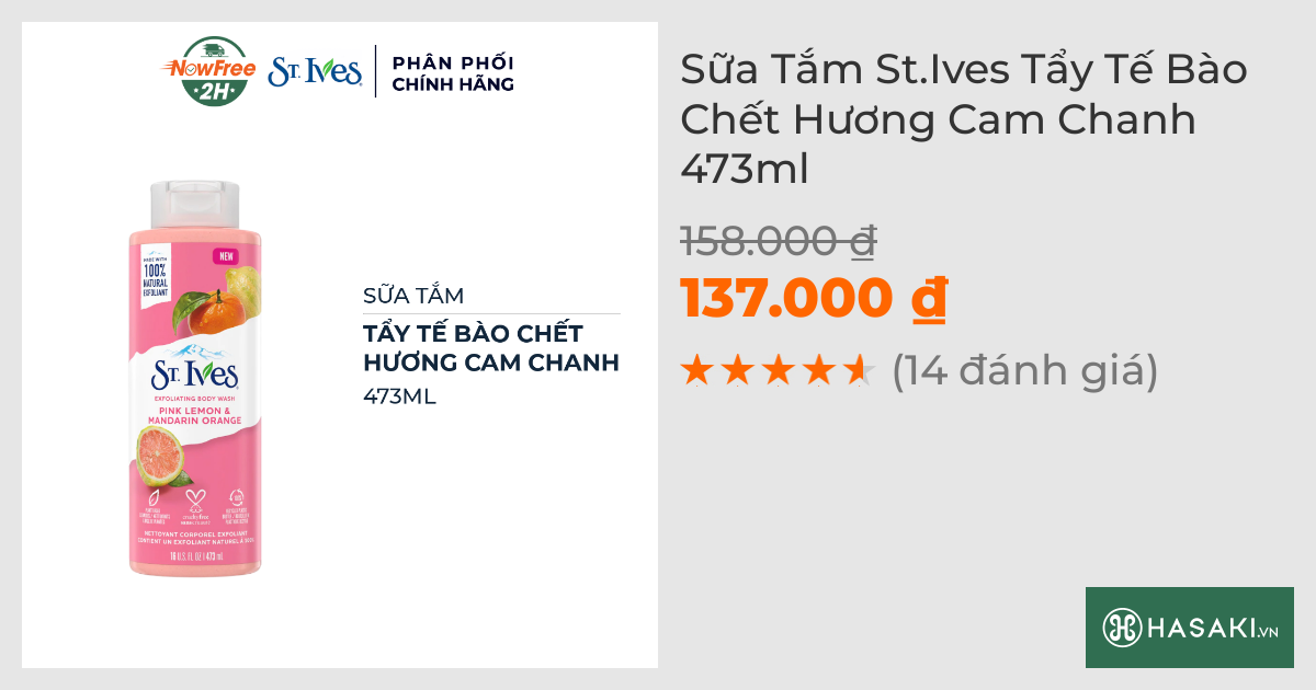 Sữa Tắm St.Ives Tẩy Tế Bào Chết Hương Cam Chanh 473ml