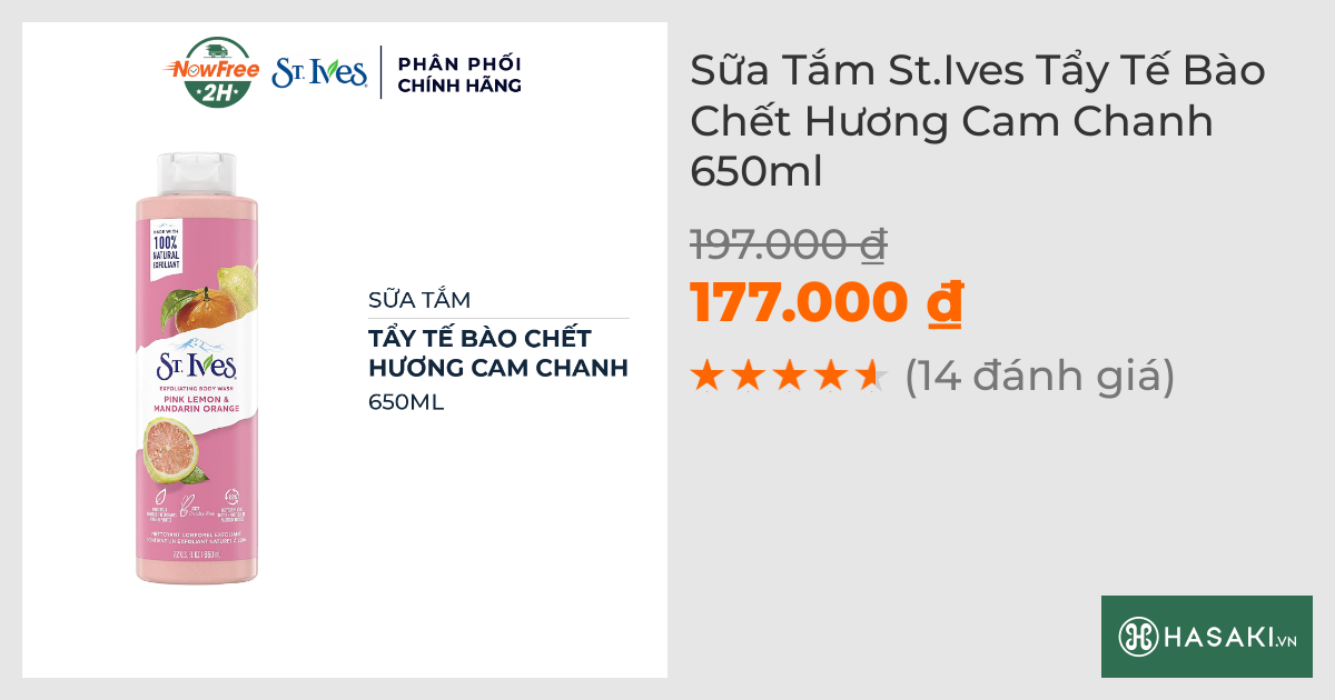 Sữa Tắm St.Ives Tẩy Tế Bào Chết Hương Cam Chanh 650ml