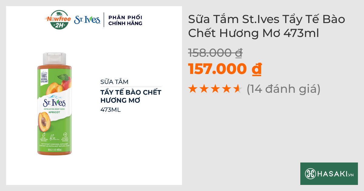 Sữa Tắm St.Ives Tẩy Tế Bào Chết Hương Mơ 473ml