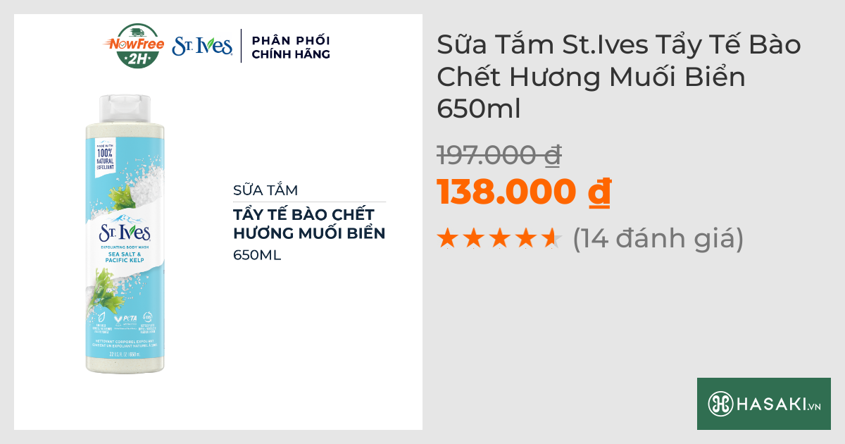 Sữa Tắm St.Ives Tẩy Tế Bào Chết Hương Muối Biển 650ml