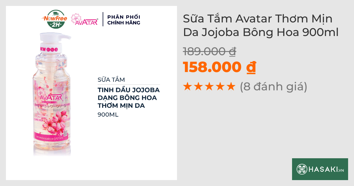 Sữa Tắm Avatar Thơm Mịn Da Jojoba Bông Hoa 900ml