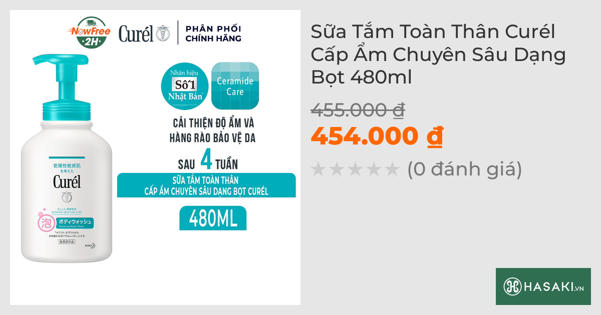 Sữa Tắm Toàn Thân Curél Cấp Ẩm Chuyên Sâu Dạng Bọt 480ml