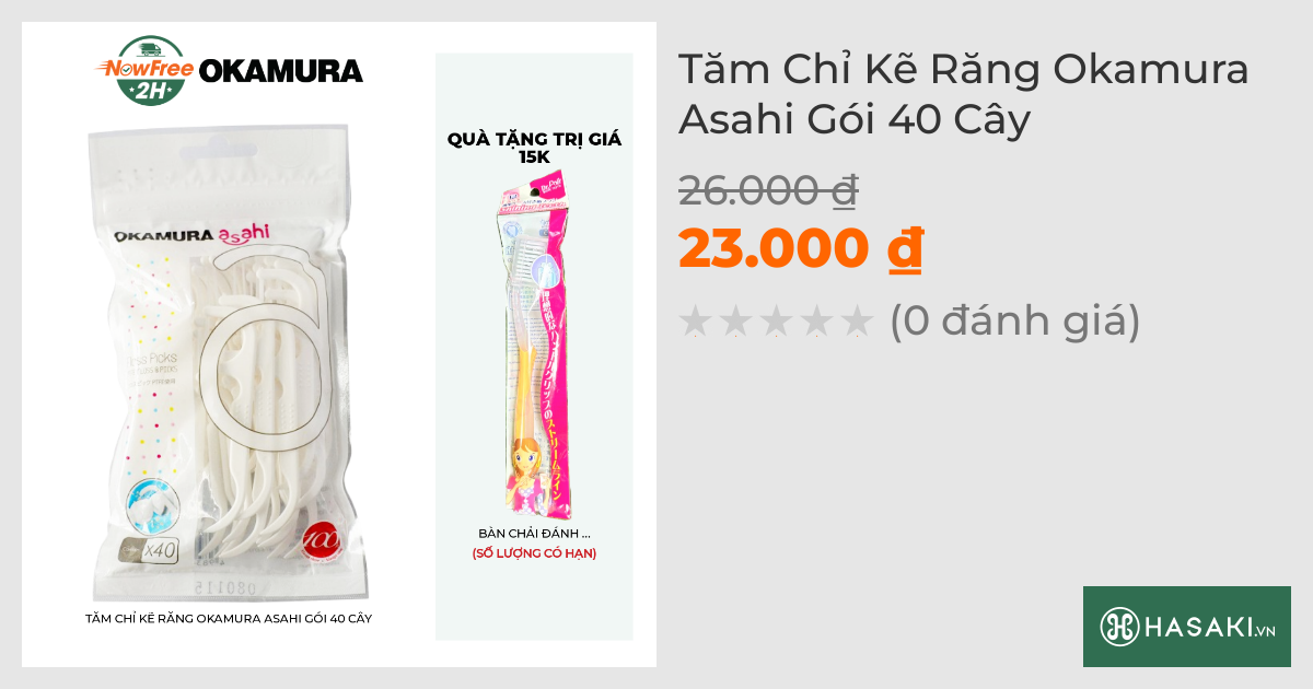 Tăm Chỉ Kẽ Răng Okamura Asahi Gói 40 Cây