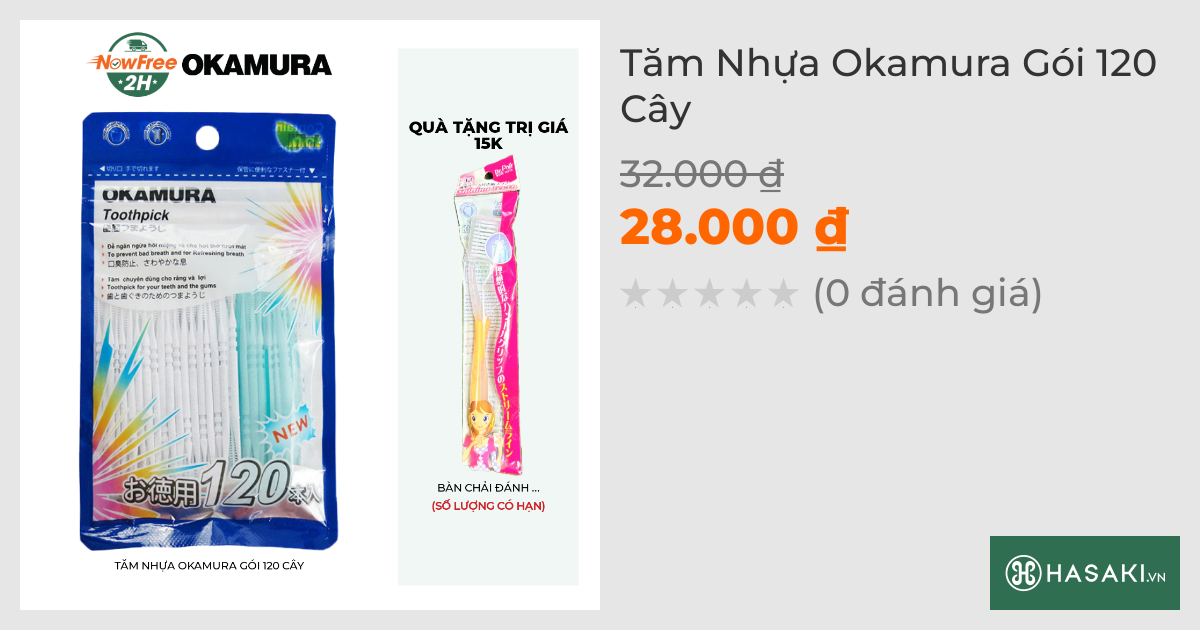 Tăm Nhựa Okamura Gói 120 Cây