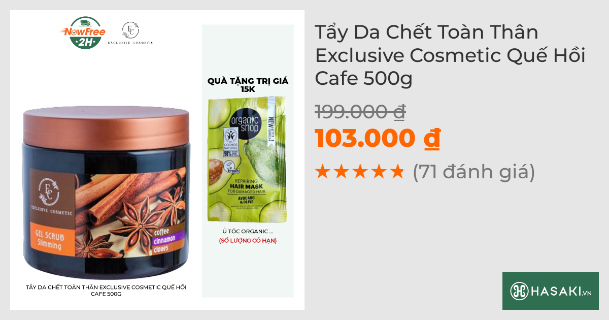 Tẩy Da Chết Toàn Thân Exclusive Cosmetic Quế Hồi Cafe 500g