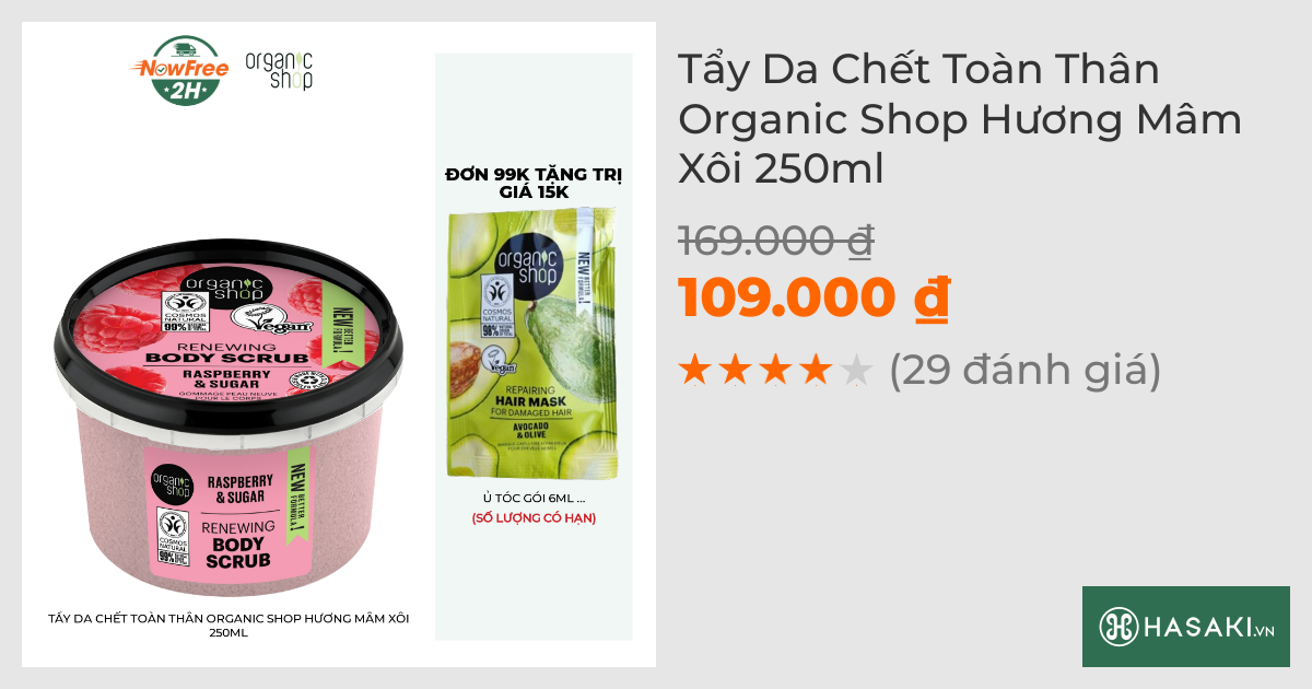 Tẩy Da Chết Toàn Thân Organic Shop Hương Mâm Xôi 250ml