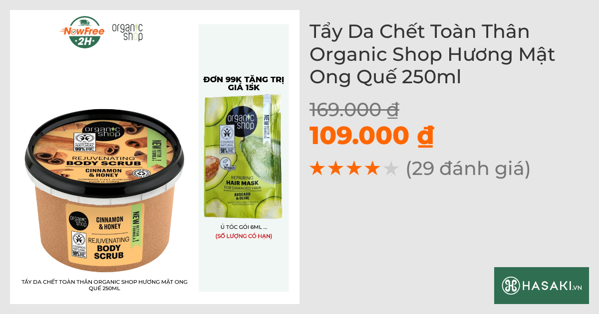 Tẩy Da Chết Toàn Thân Organic Shop Hương Mật Ong Quế 250ml