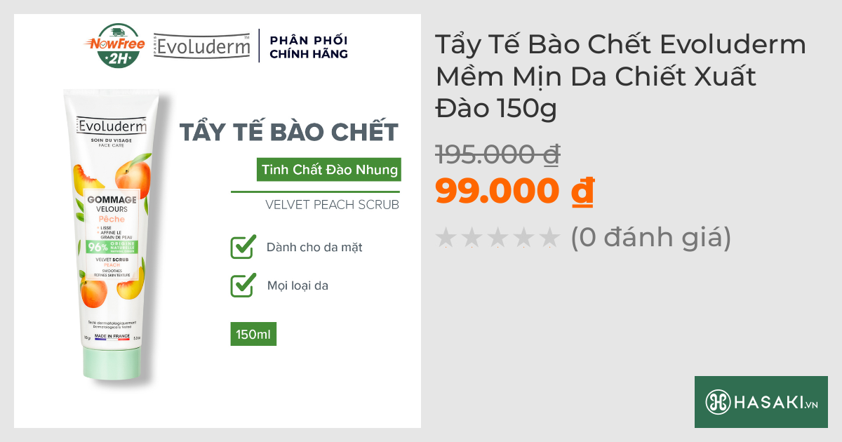 Tẩy Tế Bào Chết Evoluderm Mềm Mịn Da Chiết Xuất Đào 150g