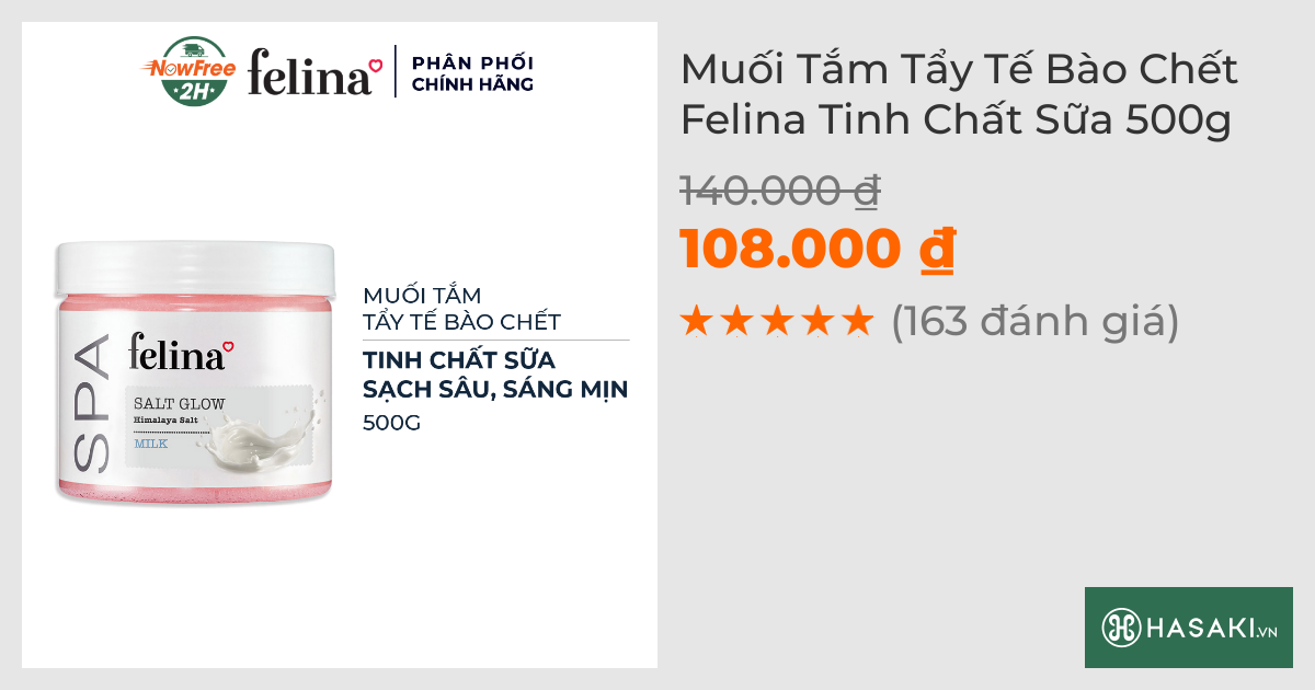 Muối Tắm Tẩy Tế Bào Chết Felina Tinh Chất Sữa 500g