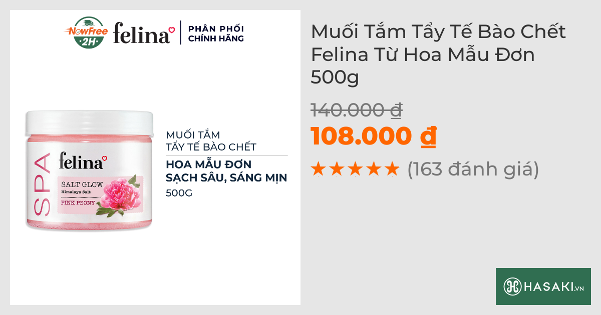 Muối Tắm Tẩy Tế Bào Chết Felina Từ Hoa Mẫu Đơn 500g