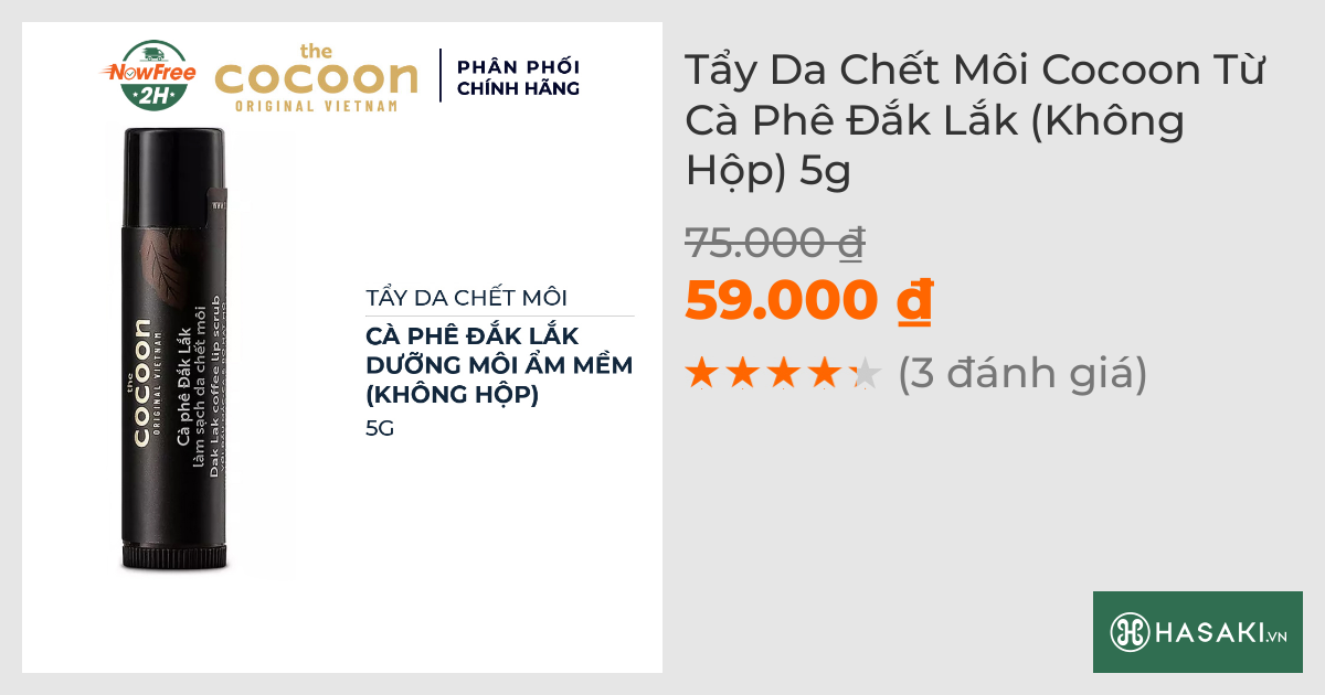 Tẩy Da Chết Môi Cocoon Từ Cà Phê Đắk Lắk (Không Hộp) 5g