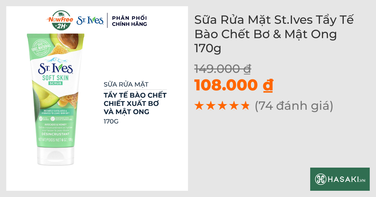 Sữa Rửa Mặt St.Ives Tẩy Tế Bào Chết Bơ & Mật Ong 170g