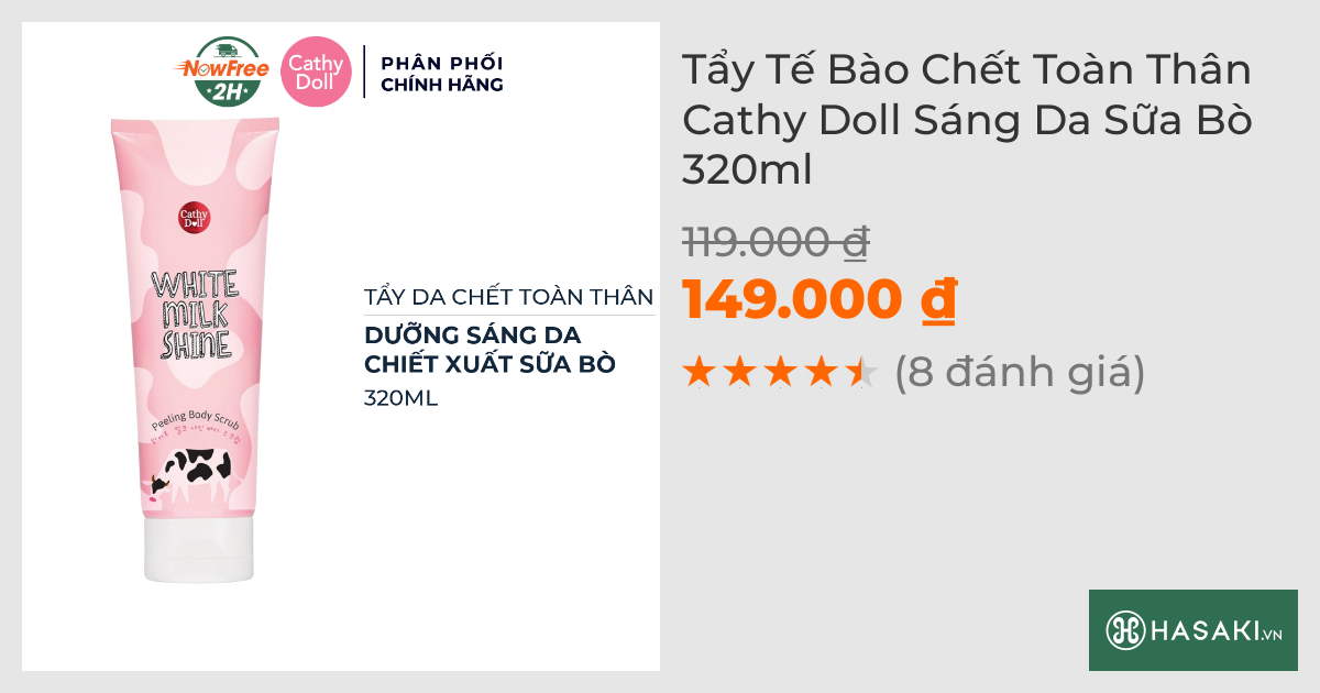 Tẩy Tế Bào Chết Toàn Thân Cathy Doll Sáng Da Sữa Bò 320ml