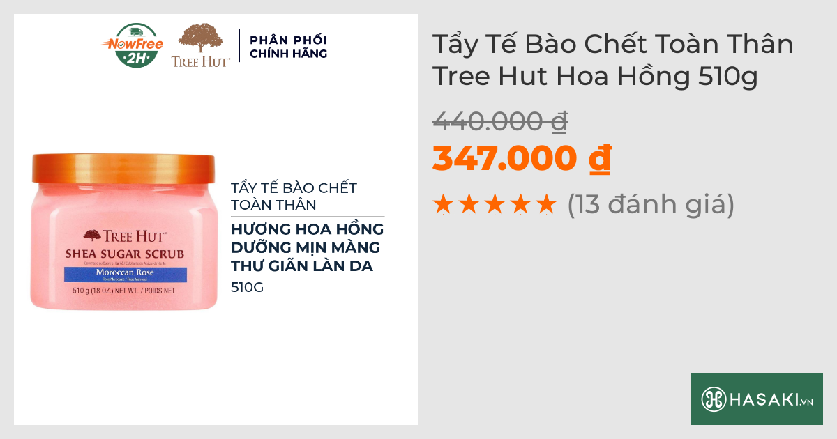 Tẩy Tế Bào Chết Toàn Thân Tree Hut Hoa Hồng 510g