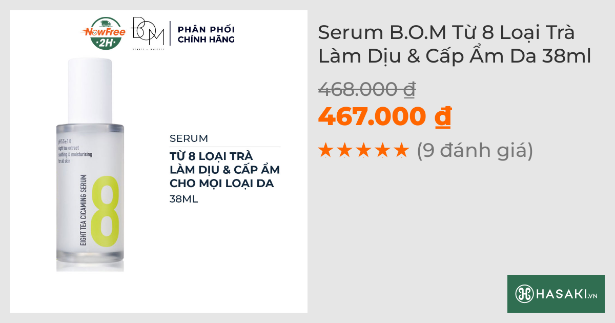 Serum B.O.M Từ 8 Loại Trà Làm Dịu & Cấp Ẩm Da 38ml