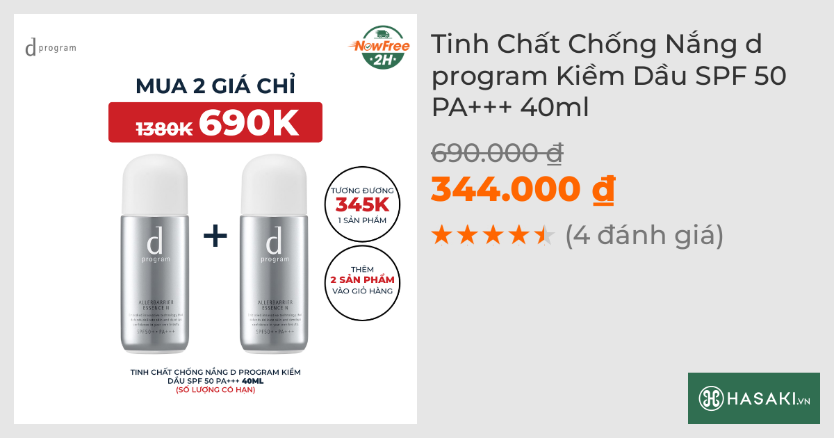 Tinh Chất Chống Nắng d program Kiềm Dầu SPF 50 PA+++ 40ml