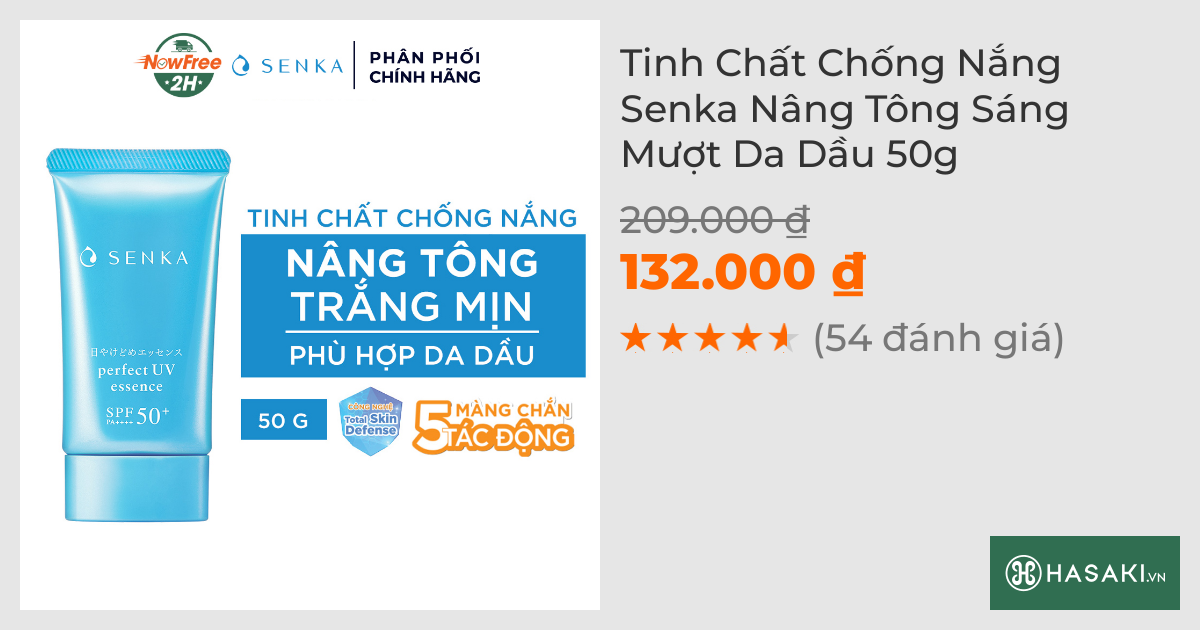 Tinh Chất Chống Nắng Senka Nâng Tông Sáng Mượt Da Dầu 50g