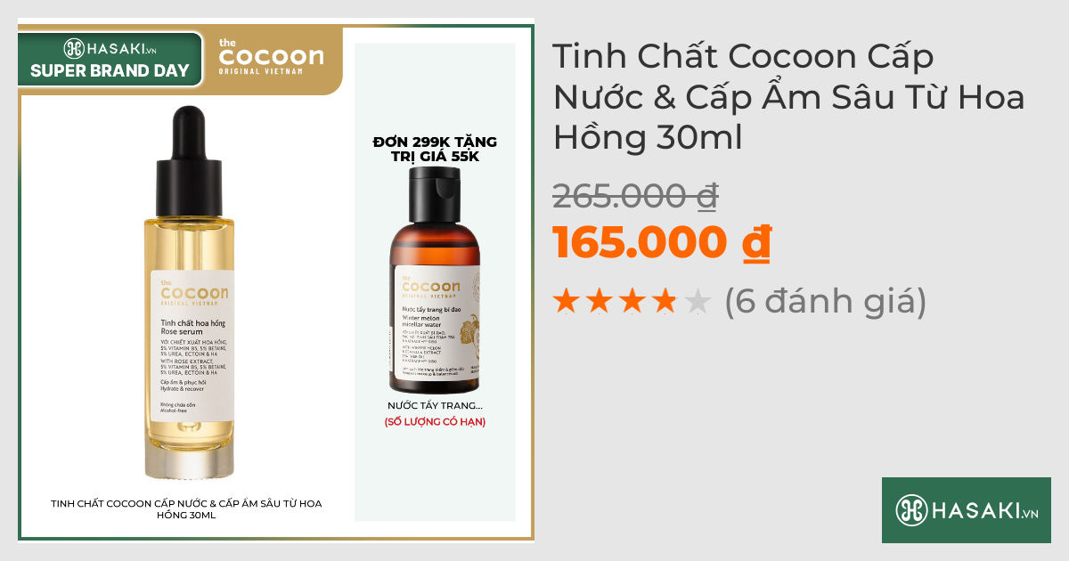 Tinh Chất Cocoon Cấp Nước & Cấp Ẩm Sâu Từ Hoa Hồng 30ml