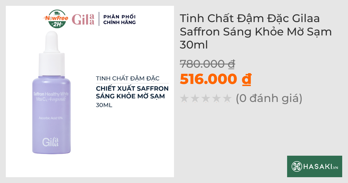 Tinh Chất Đậm Đặc Gilaa Saffron Sáng Khỏe Mờ Sạm 30ml