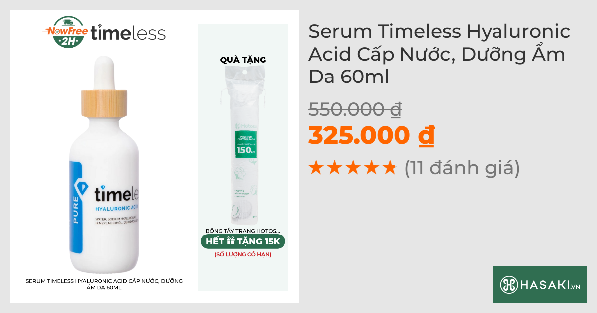 Serum Timeless Hyaluronic Acid Cấp Nước, Dưỡng Ẩm Da 60ml