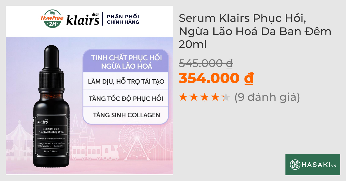 Serum Klairs Phục Hồi, Ngừa Lão Hoá Da Ban Đêm 20ml