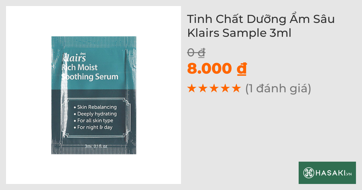 Tinh Chất Dưỡng Ẩm Sâu Klairs Sample 3ml