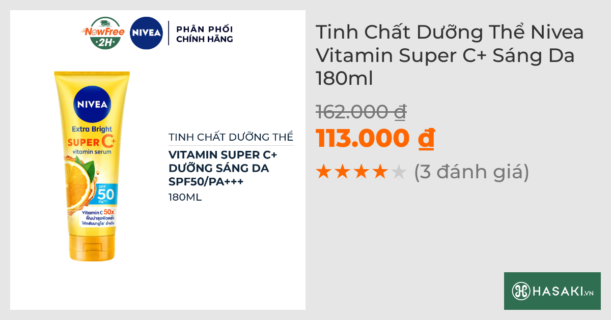 Serum Dưỡng Thể Nivea Vitamin Super C+ Sáng Da 180ml