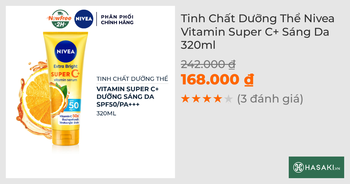 Serum Dưỡng Thể Nivea Vitamin Super C+ Sáng Da 320ml