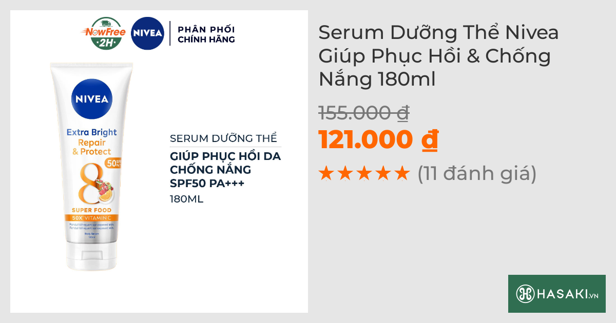 Serum Dưỡng Thể Nivea Giúp Phục Hồi & Chống Nắng 180ml