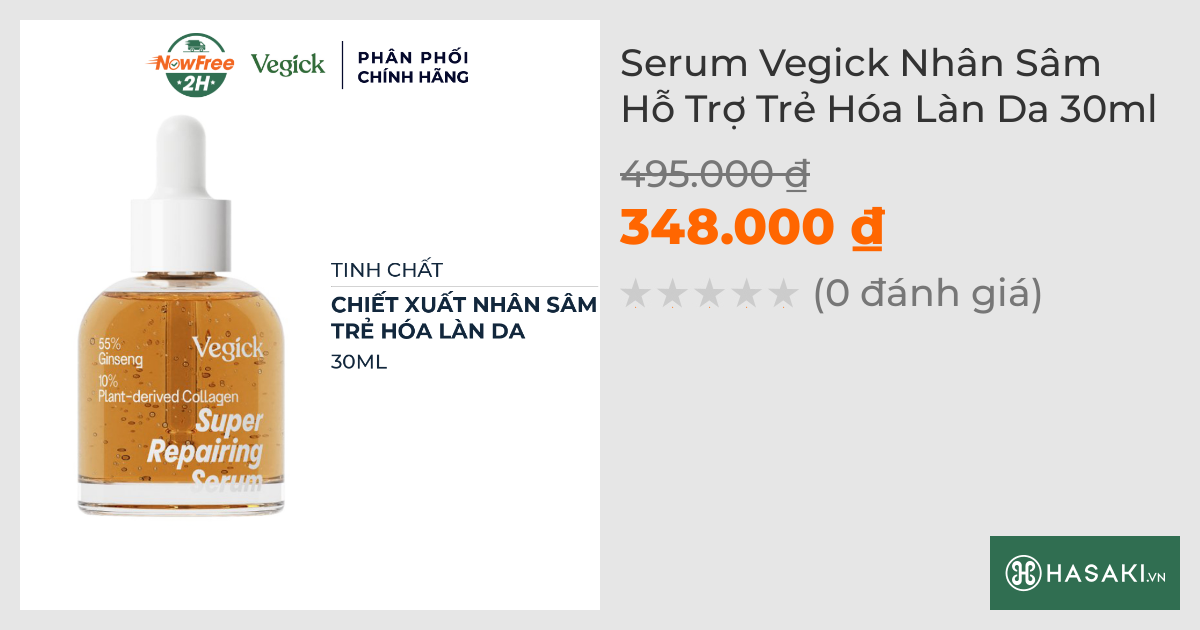 Serum Vegick Nhân Sâm Hỗ Trợ Trẻ Hóa Làn Da 30ml