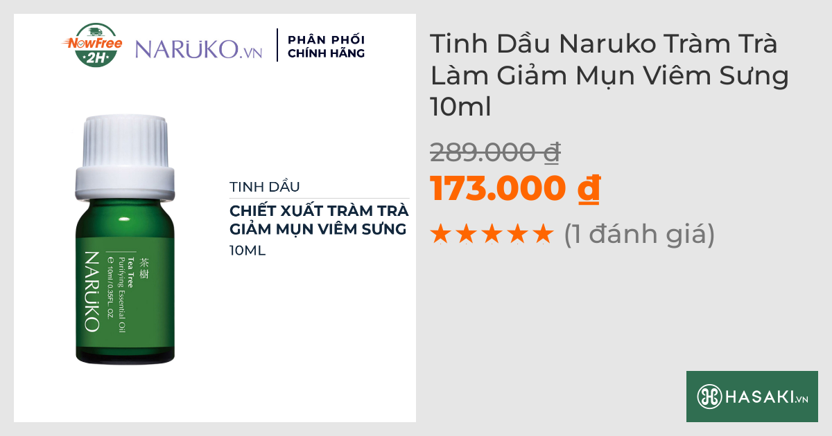 Tinh Dầu Naruko Tràm Trà Làm Giảm Mụn Viêm Sưng 10ml