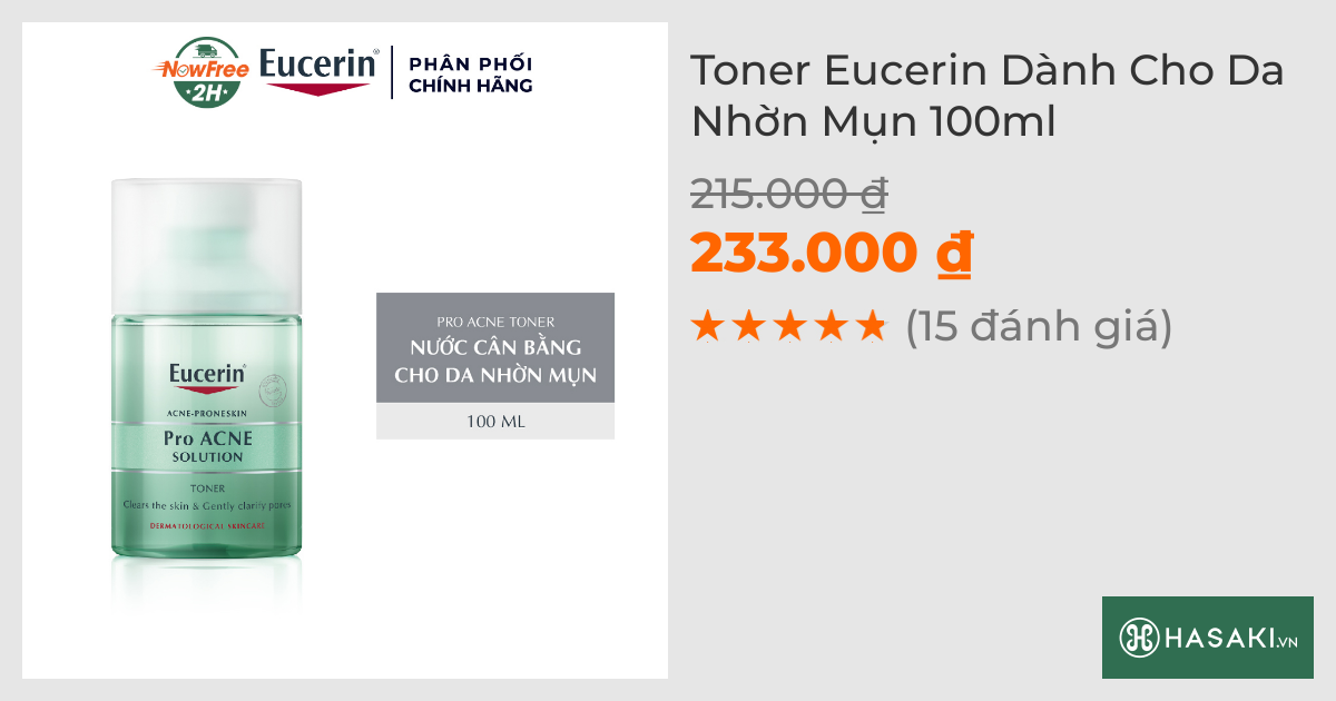 Toner Eucerin Dành Cho Da Nhờn Mụn 100ml