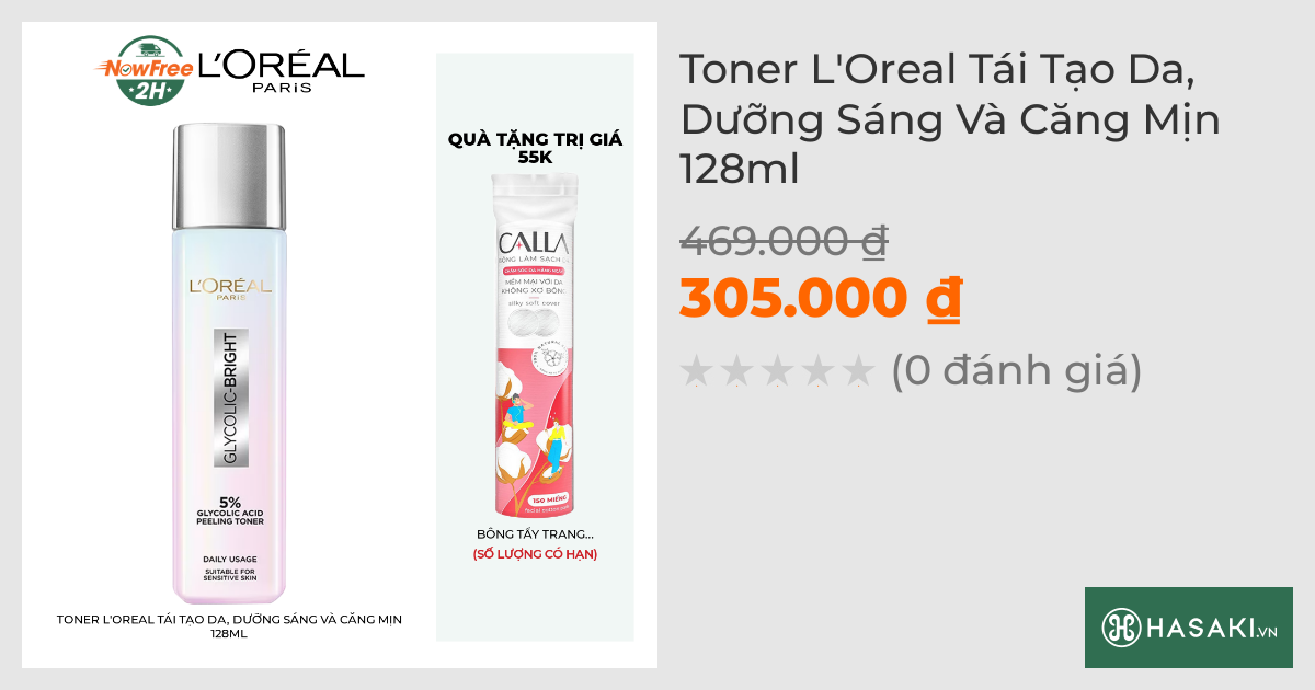 Toner L'Oreal Tái Tạo Da, Dưỡng Sáng Và Căng Mịn 128ml