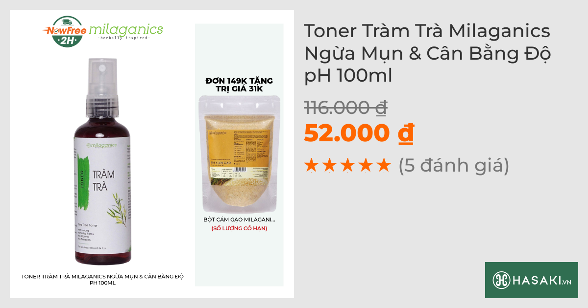 Toner Tràm Trà Milaganics Ngừa Mụn & Cân Bằng Độ pH 100ml