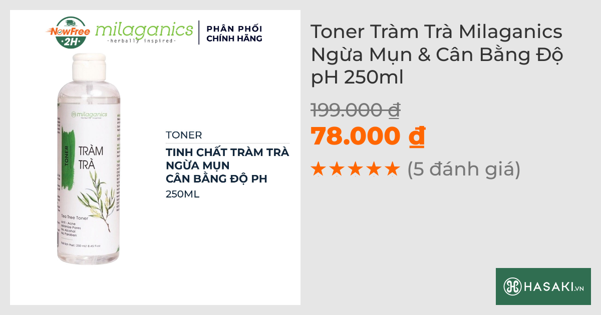 Toner Tràm Trà Milaganics Ngừa Mụn & Cân Bằng Độ pH 250ml