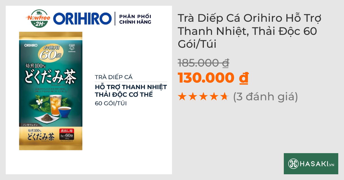 Trà Diếp Cá Orihiro Hỗ Trợ Thanh Nhiệt, Thải Độc 60 Gói/Túi