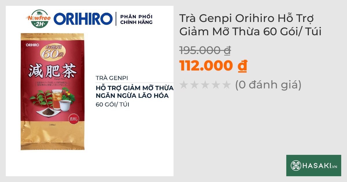 Trà Genpi Orihiro Hỗ Trợ Giảm Mỡ Thừa 60 Gói