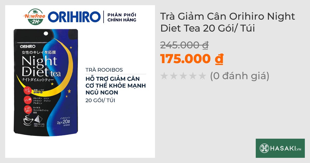 Trà Giảm Cân Orihiro Night Diet Tea 20 Gói