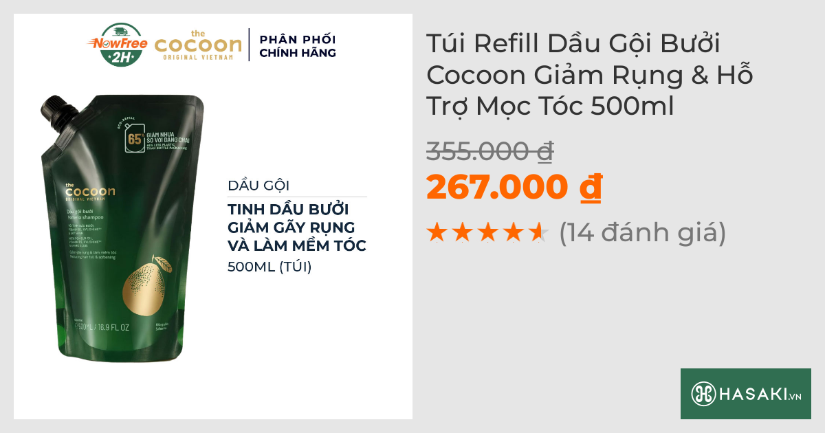 Túi Refill Dầu Gội Bưởi Cocoon Không Sulfate Và Giảm Gãy Rụng 500ml