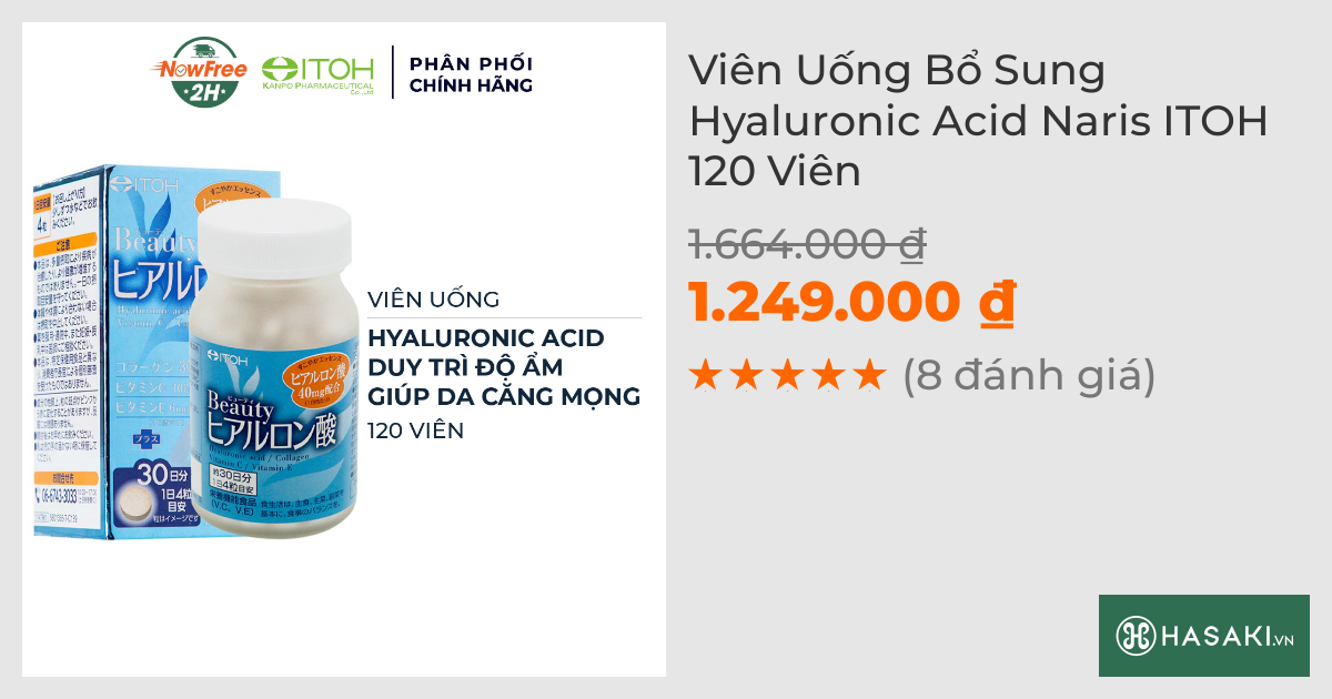 Viên Uống Naris ITOH Bổ Sung Hyaluronic Acid 120 Viên